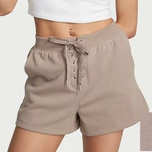 Victoria's Secret Cotton High-Rise Fleece Lace-Up Shorts Small